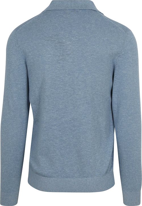 Suitable Longsleeve Knitted Polo Riva Pocket Lys Blå Product / Achterkant