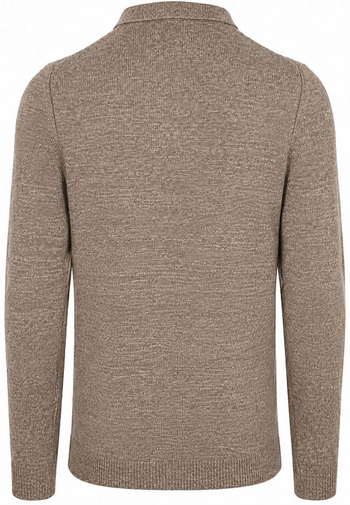 Suitable Button Longue Melange Poloshirt Beige