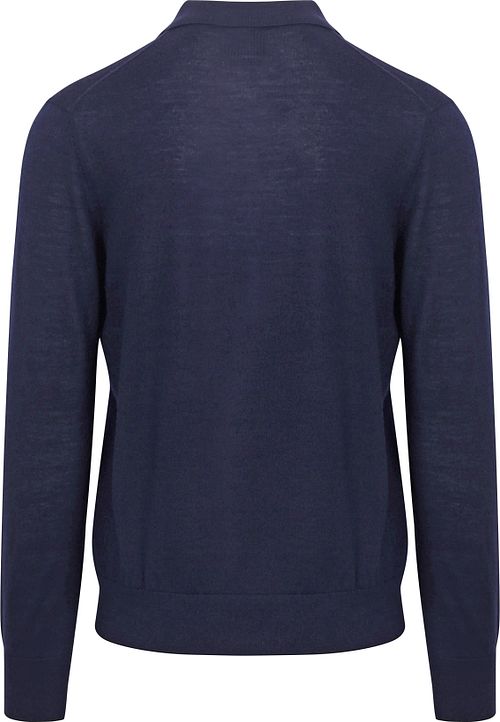 King Essentials The Robert Long Sleeve Poloshirt Merino Navy Product / Achterkant