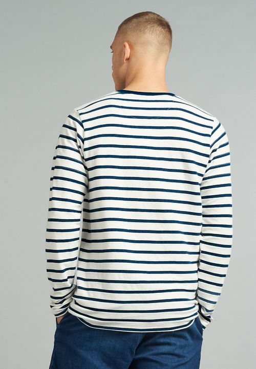 Dstrezzed Pull Rayé Bleu Foncé Model / Achterkant