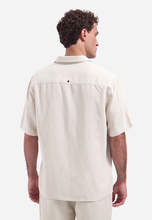 Camisa No Excess de manga corta en mezcla de lino, crudo Model / Achterkant