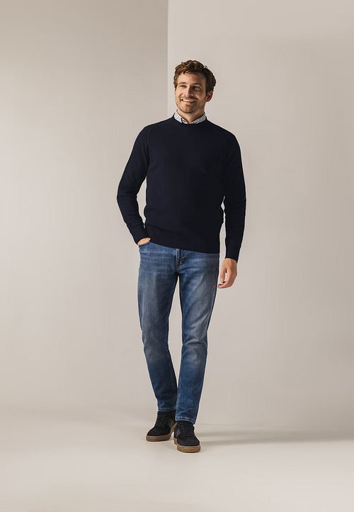 State Of Art Pullover Structure Navy Model / Voorkant