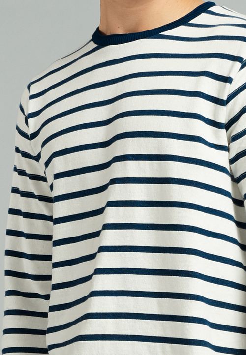 Dstrezzed Sweater Stripes Dark Blue Model / Detail