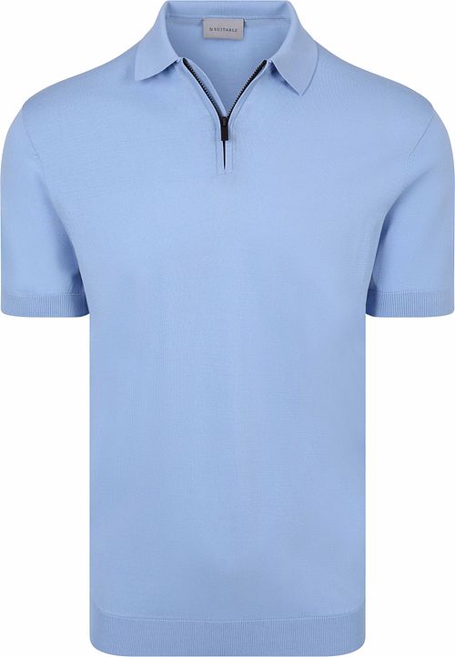 Dziana koszulka polo Suitable Dan z zamkiem w kolorze błękitnym Product
