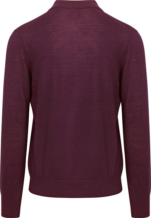 King Essentials Robert — koszulka polo z długim rękawem z wełny merino, burgund Product / Achterkant