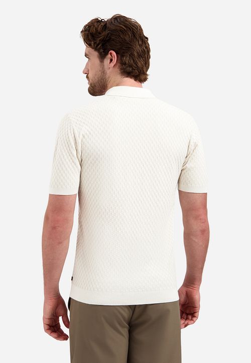 Koszulka polo No Excess z dzianiny w kolorze złamanej bieli Model / Achterkant
