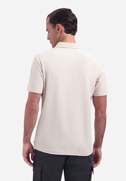Koszulka polo No Excess z fakturowanej dzianiny w kolorze ecru Model / Achterkant