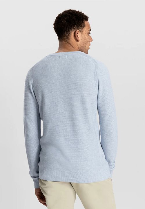 Dstrezzed sweter w jasnoniebieskim melanżu Model / Achterkant