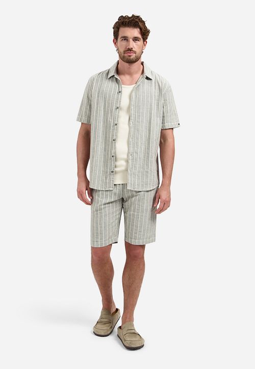 No Excess camicia a maniche corte a righe grigia Model / Voorkant