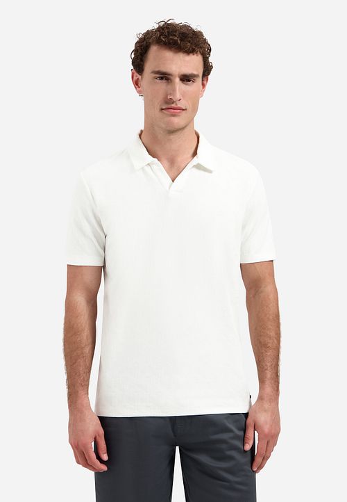 No Excess Jacquard Poloshirt Riva Råvit Model / Voorkant