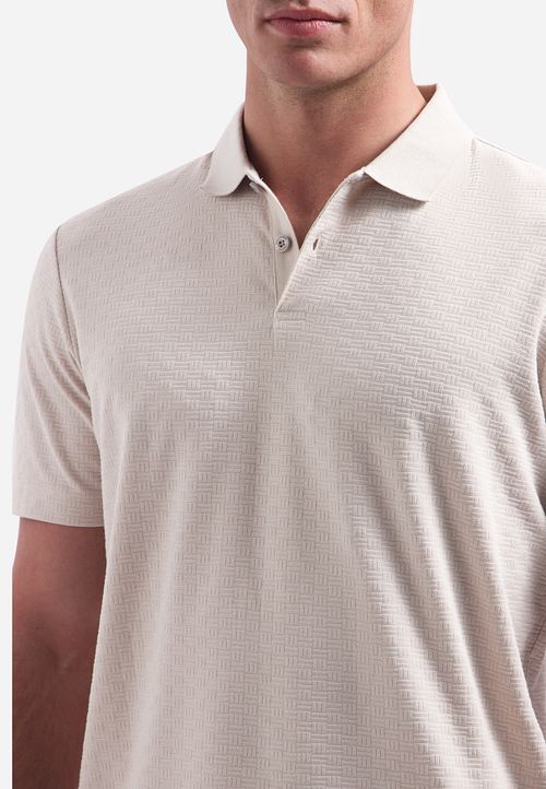 No Excess Stickad Poloshirt Structure Ecru Model / Detail