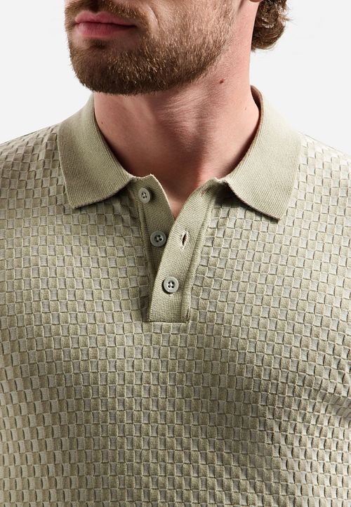No Excess Stickad Polotröja Taupe Model / Detail