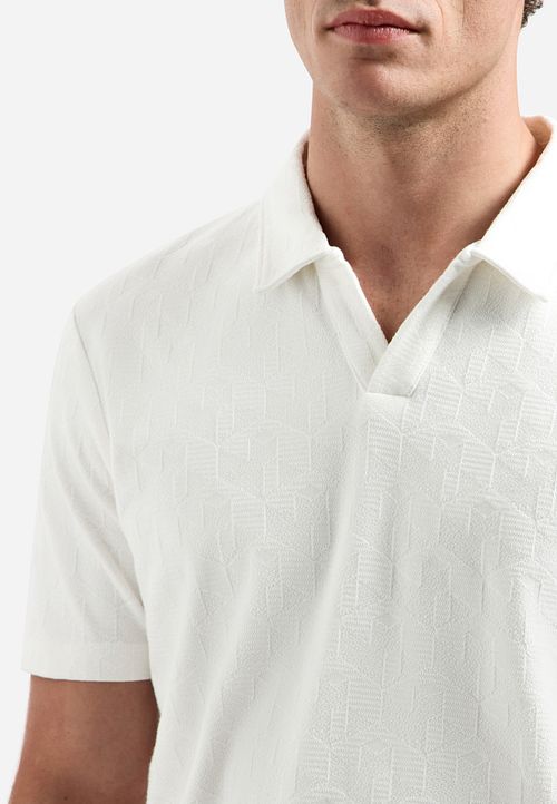No Excess Jacquard Poloshirt Riva Råvit Model / Detail