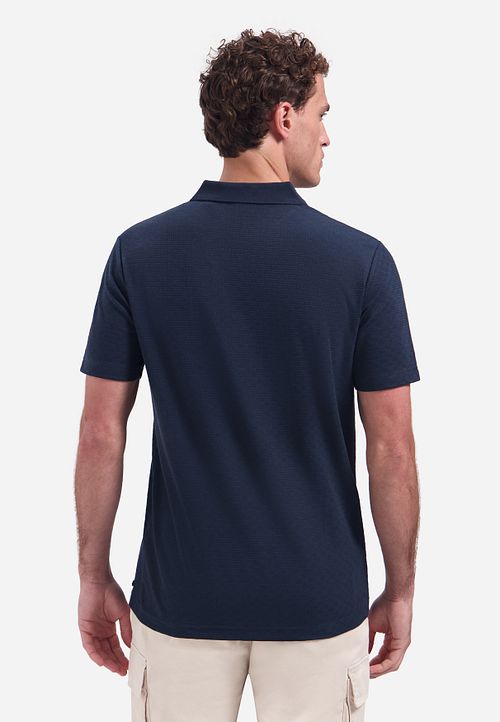 Polo No Excess de punto estructurado, azul marino Model / Achterkant