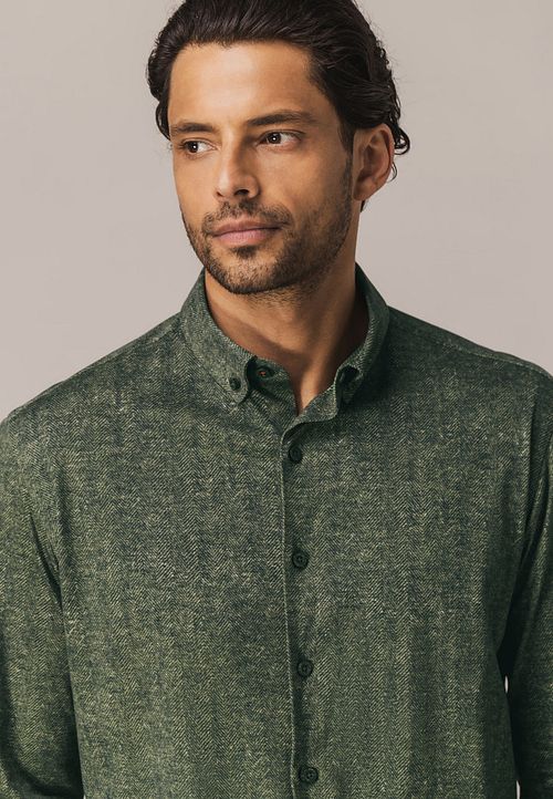 Camicia jersey herringbone State Of Art verde Model / Detail