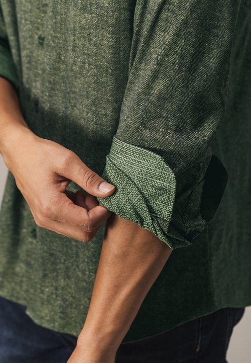 State Of Art Hemd Jersey Herringbone Grün Model / Detail