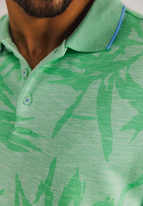 State of Art Poloshirt Faded Leaf Grün Model / Detail