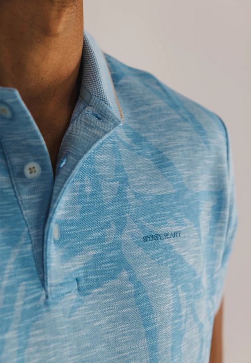 State of Art Poloshirt Faded Leaf Lichtblauw Model / Detail