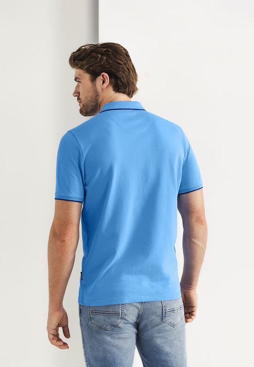 State of Art Poloshirt Pique Blå Model / Achterkant