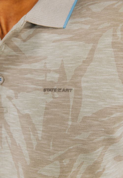 State of Art Poloskjorte Faded Leaf Beige Model / Detail
