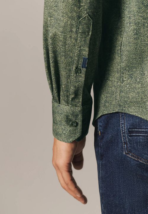 State Of Art Skjorte Jersey Herringbone Grønn Model / Detail