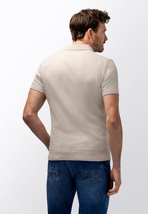 State of Art Strikket Polo Bouclé Ecru Model / Achterkant