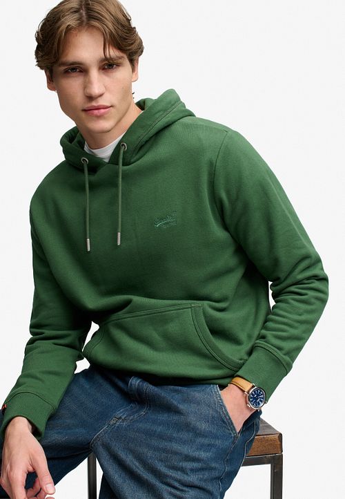 Superdry Hoodie Logo Essential Rich Boston Green Model / Voorkant