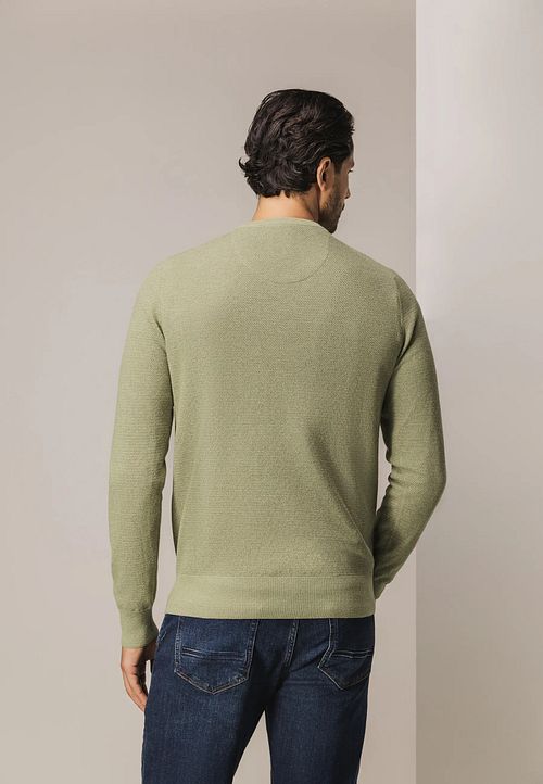 Sweter State Of Art o strukturalnym splocie z dekoltem V w kolorze zielonym Model / Achterkant