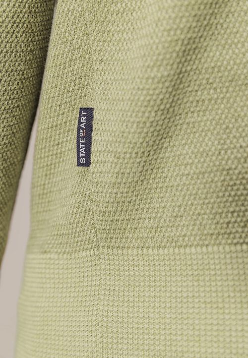 Sweter State Of Art o strukturalnym splocie z dekoltem V w kolorze zielonym Model / Detail