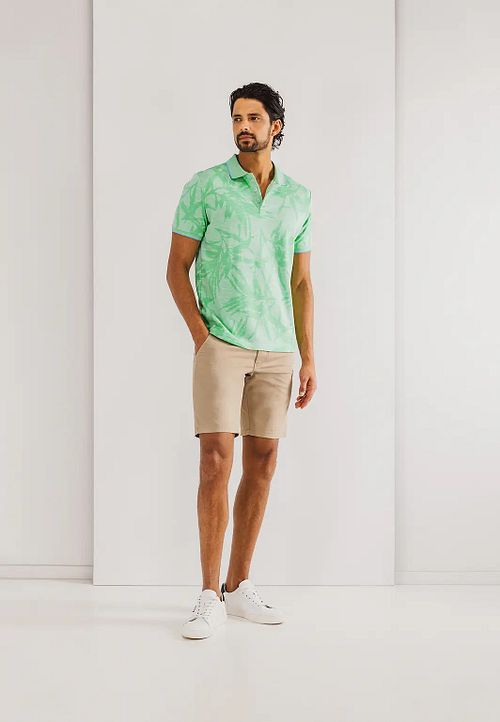 State of Art Poloshirt Faded Leaf Vert Model / Voorkant