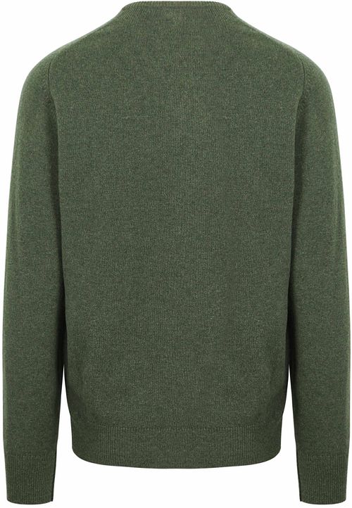 Sweter William Lockie z jagnięcej wełny z dekoltem V w kolorze oliwkowym Product / Achterkant
