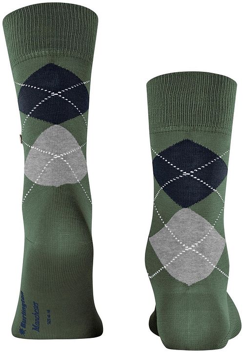 Burlington Chaussettes Manchester Carreaux Vert 7982 Product / Achterkant