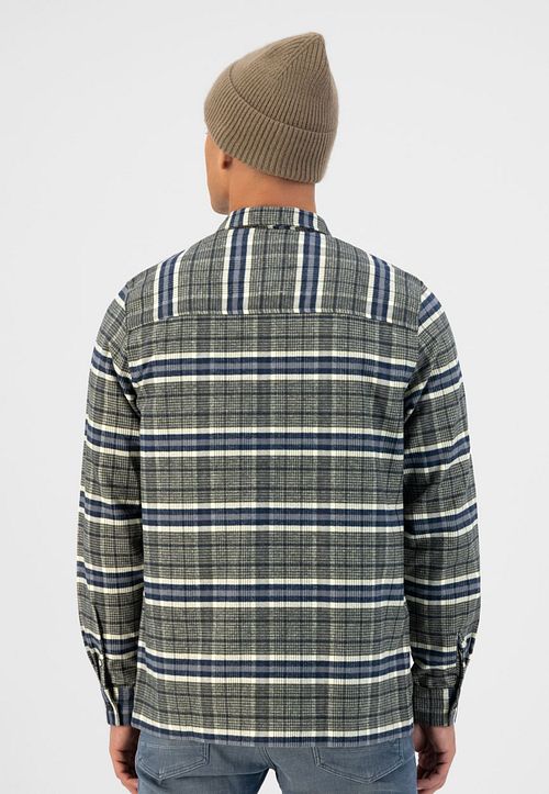 Dstrezzed Overshirt w kratę oliwkowy Model / Achterkant