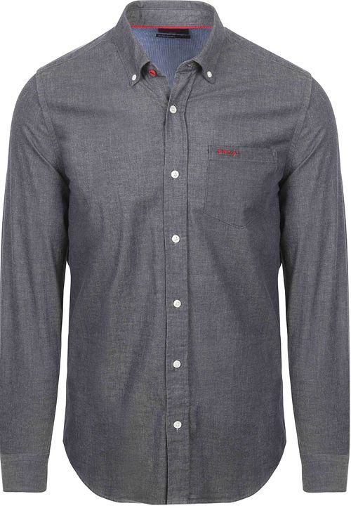 NZA Hemd James Twill Melange Marine Product