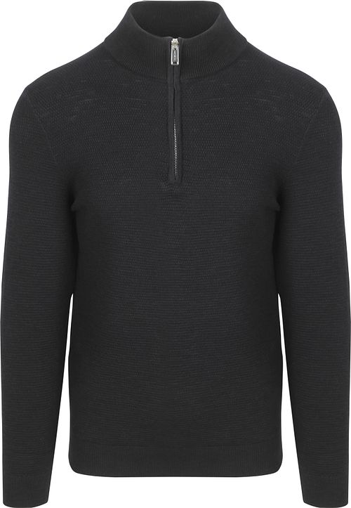 Profuomo Halv Zip Pullover Struktur Navy Product