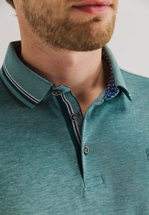 State Of Art Pique Polo Shirt Mint Blue Model / Detail