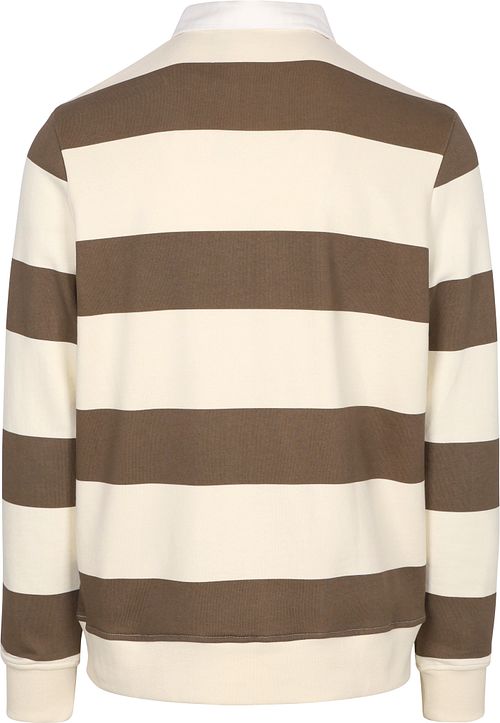 Supply & Co Langarm-Polo Gestreift Braun Product / Achterkant