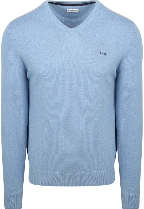 Sweter McGregor z wełną merynosów, z dekoltem w serek, w kolorze lodowego błękitu Product