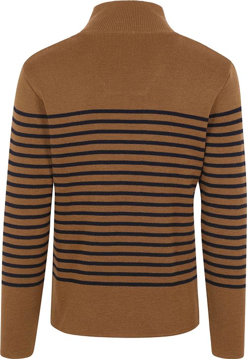 Armor-Lux sweter Camionneur Half Zip z wełny w paski brązowy Product / Achterkant