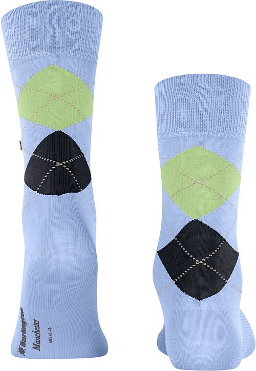 Burlington Manchester Socken Kariert Blau 6258 Product / Achterkant