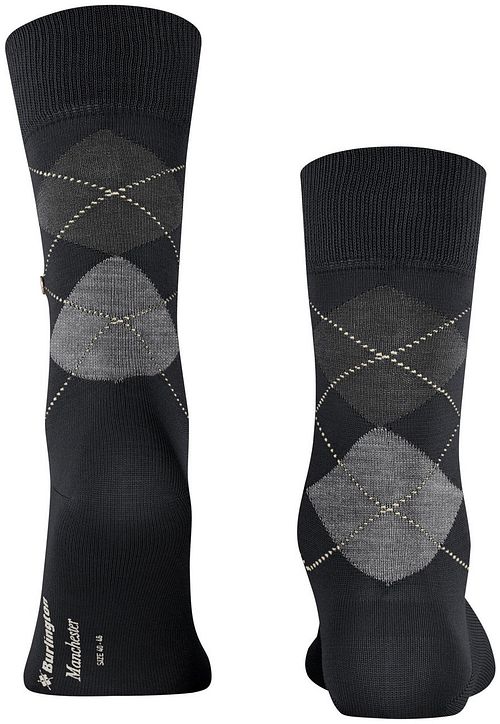 Burlington Manchester Socken Kariert Schwarz 3000 Product / Achterkant