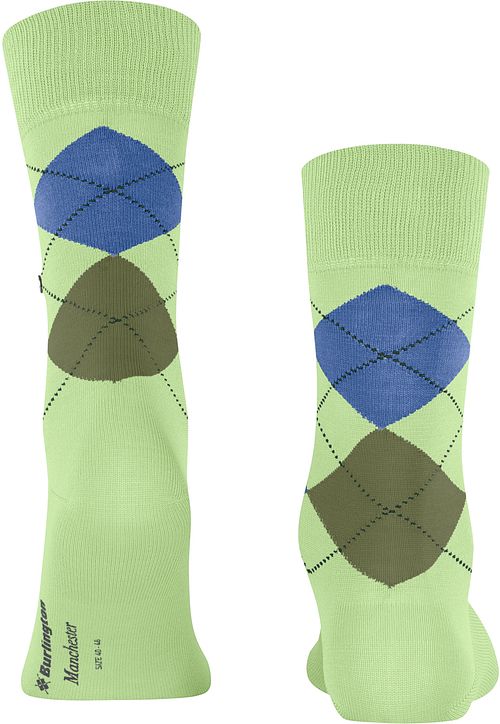 Burlington Manchester Socken Kariert Hellgrün 7434 Product / Achterkant
