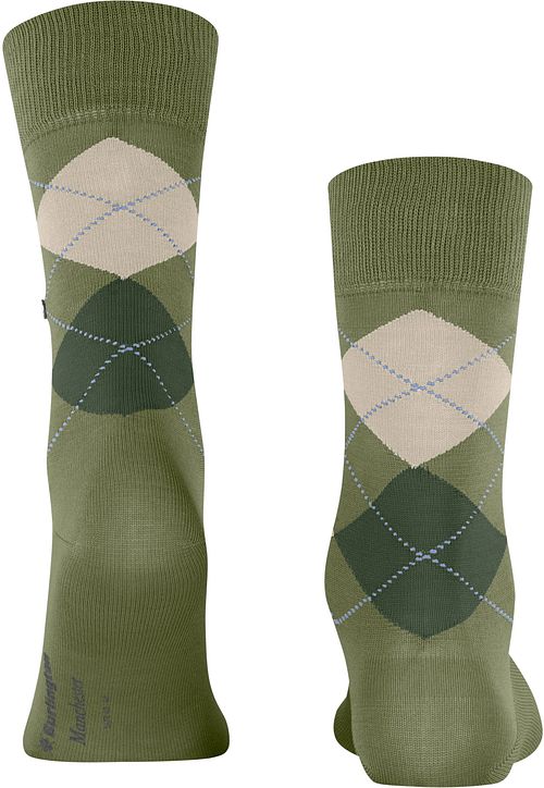 Burlington Manchester Socks Checkered Green 7473 Product / Achterkant