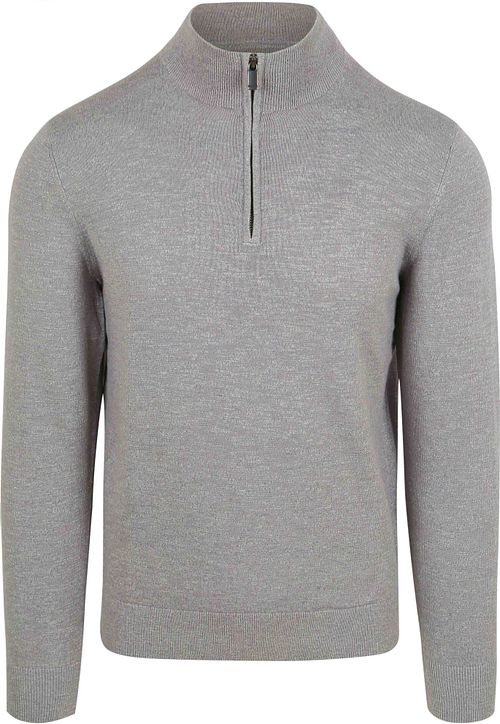 Suitable Slub Yarn Half Zip Trui Grijs Product