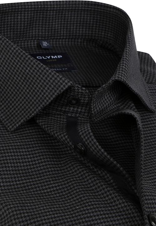 Olymp Luxor Overhemd Pied De Poule Zwart Product / Detail