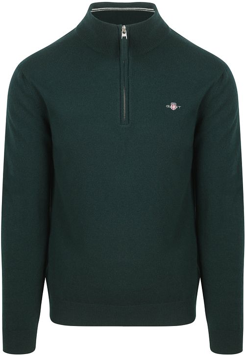 GANT Halvzip ulltröja med logotyp i grön Product