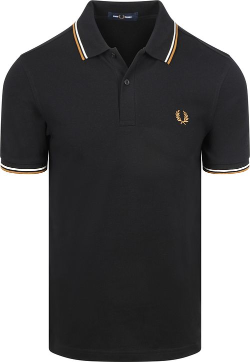 Polo Fred Perry Twin Tipped M3600 in piqué di cotone nero P69 Product