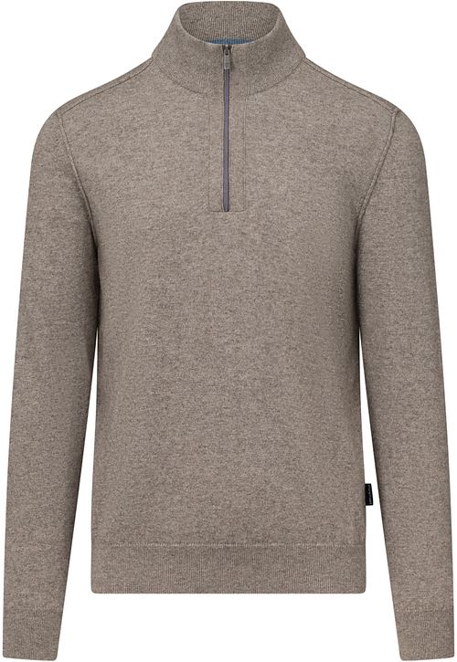 State Of Art maglia melange taupe in misto lana con mezza zip Product