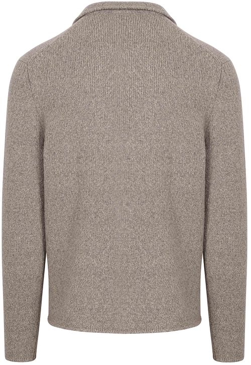 Suitable Cardigan Boiled Wool Taupe Product / Achterkant