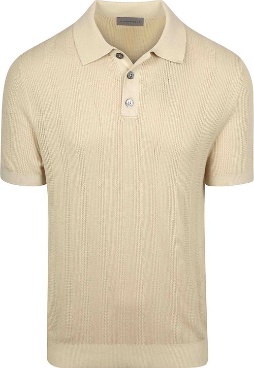Suitable Stickad Polo Jacquard Sand
